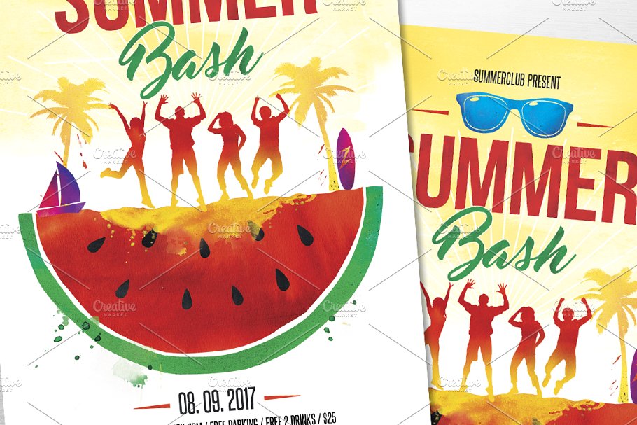 夏季海滩度假元素宣传单制作模板 Summer Bash Fl