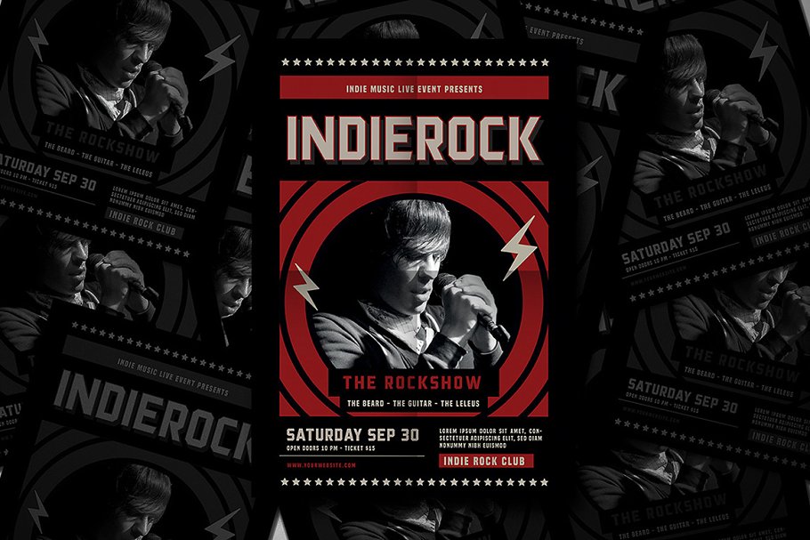 摇滚海报背景模板 Indie Rock Flyer #130