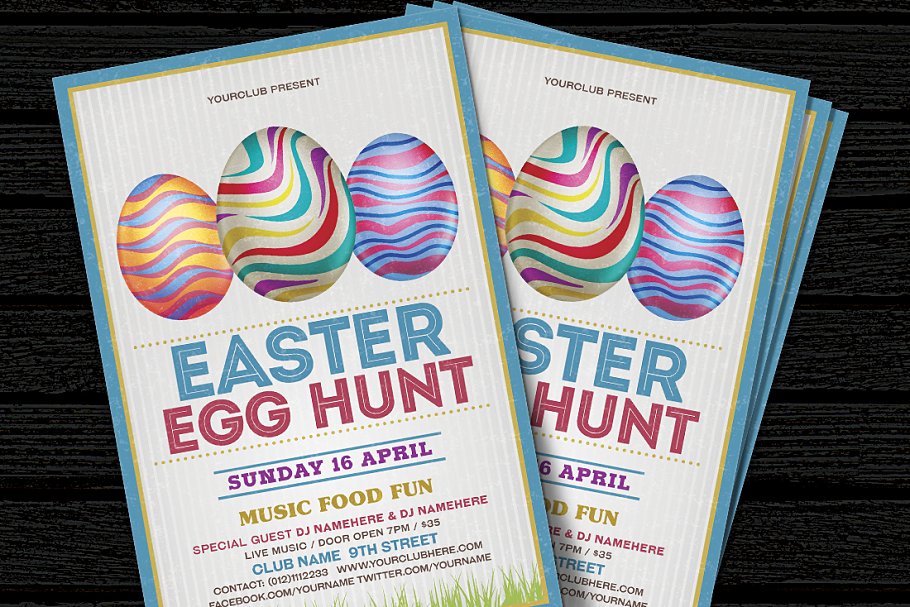 复活节海报模板 Easter Egg Hunt Flyer