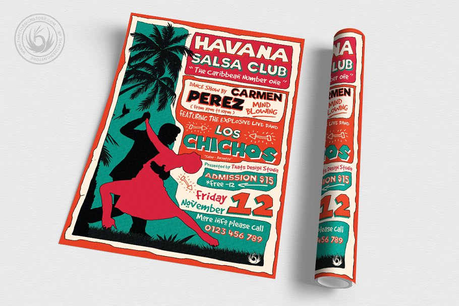 夏威夷活动宣传海报模板 Salsa Flyer PSD V4