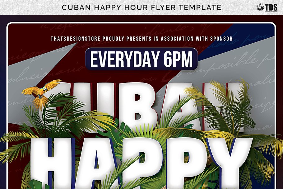 欢乐时光海报设计模板 Cuban Happy Hour Fl