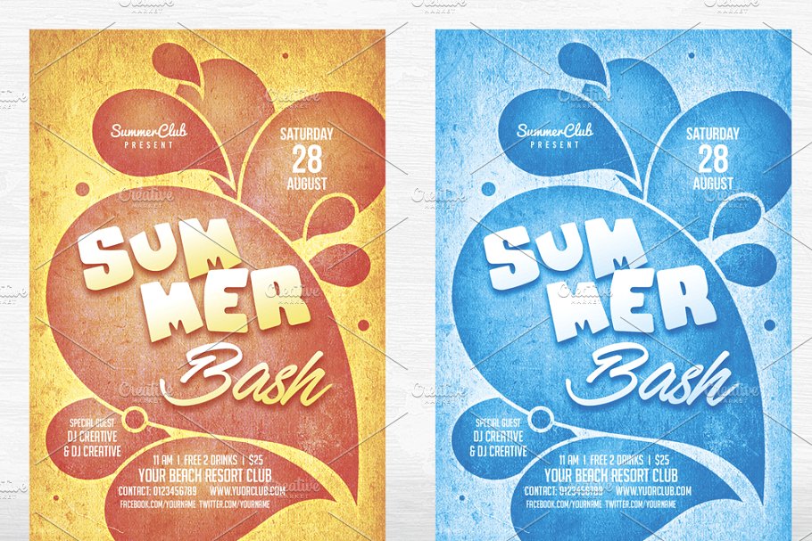 夏天元素海报制作模板 Summer Bash Flyer #