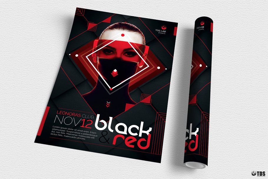 时尚红黑海报设计模板 Black and Red Flyer