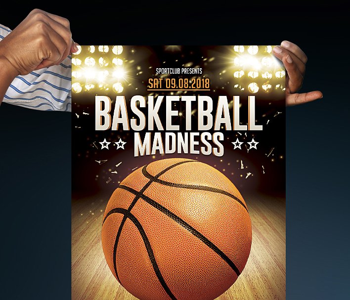 篮球比赛海报背景模板 Basketball Madness
