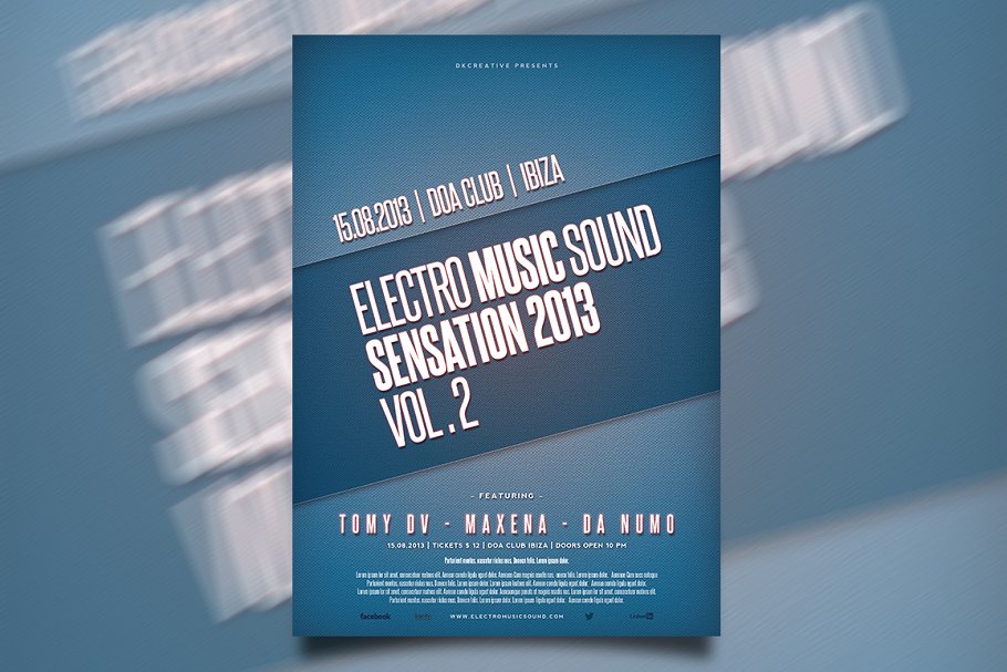 电子音乐海报设计模板 Electro Music Sensa