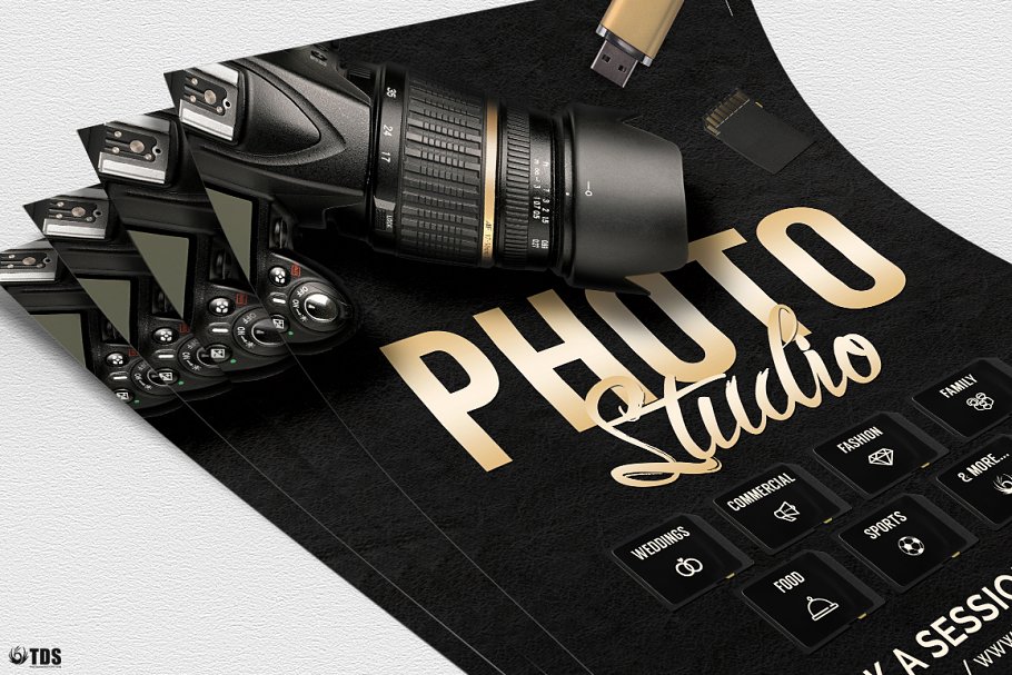 摄影工作室传单PSD海报制作模板 Photo Studio