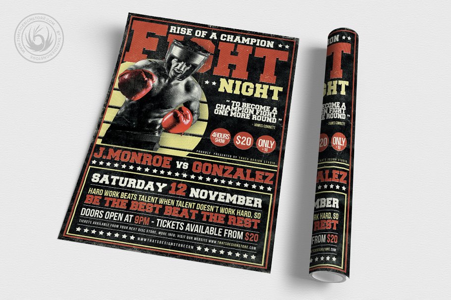 拳击宣传海报模板 Fight Night Flyer PSD