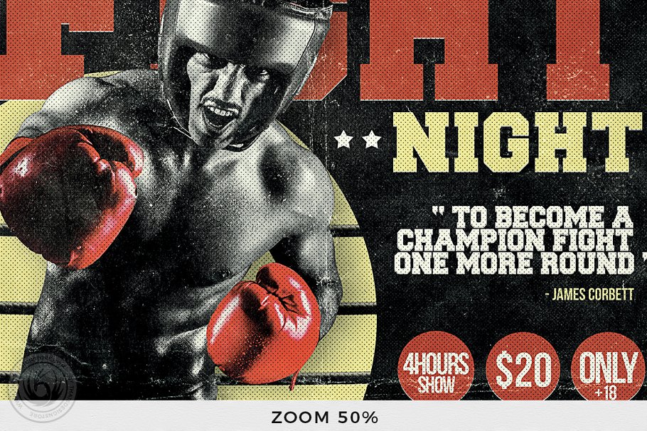 拳击宣传海报模板 Fight Night Flyer PSD