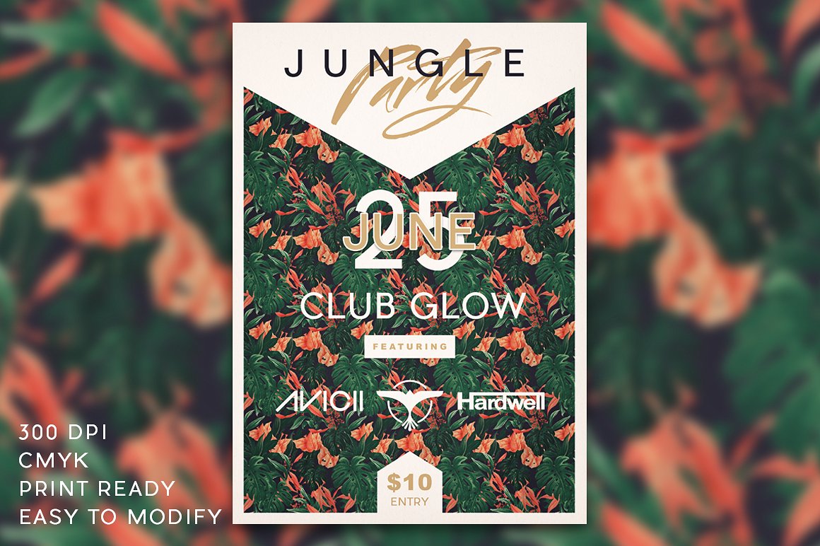 丛林派对宣传单制作模板 Jungle Party Flyer