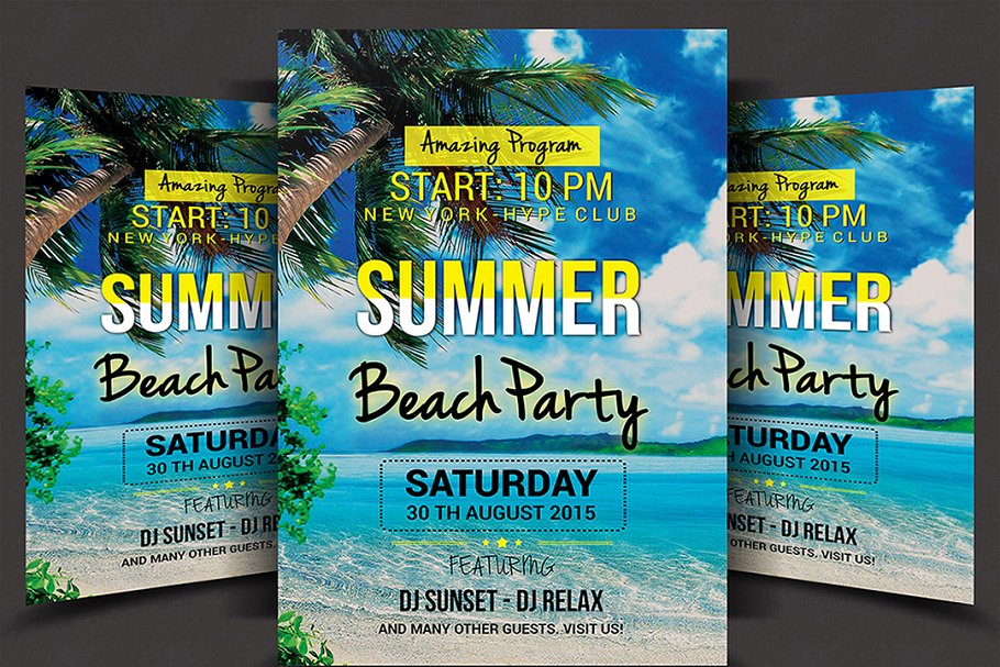 夏天海滩宣传海报模板 SUMMER BEACH Flyer
