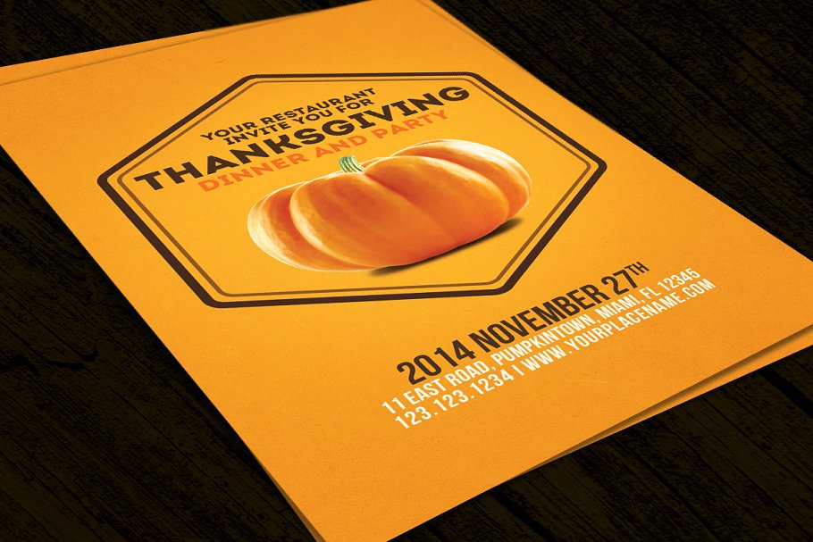 极简主义感恩节宣传海报模板Thanksgiving Flye