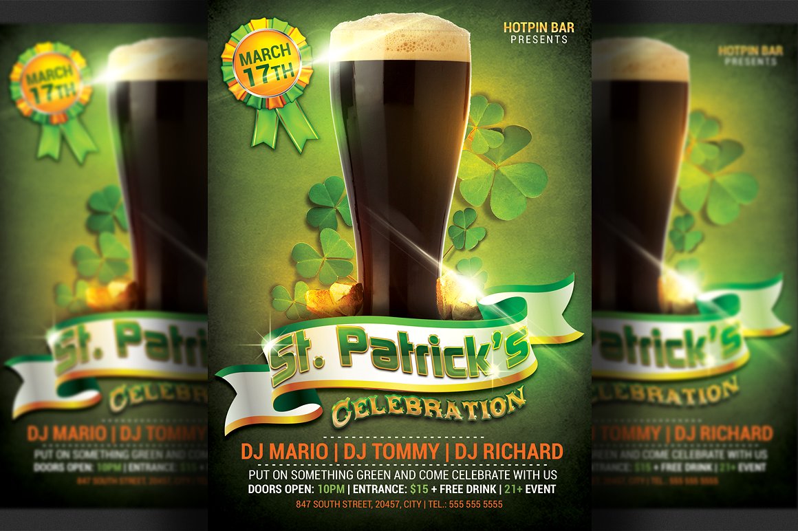 圣帕特里克斯绿色海报设计模板 St Patricks Par