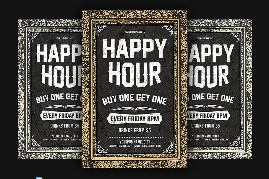 欢乐时光海报设计模板 Happy Hour Flyer #1