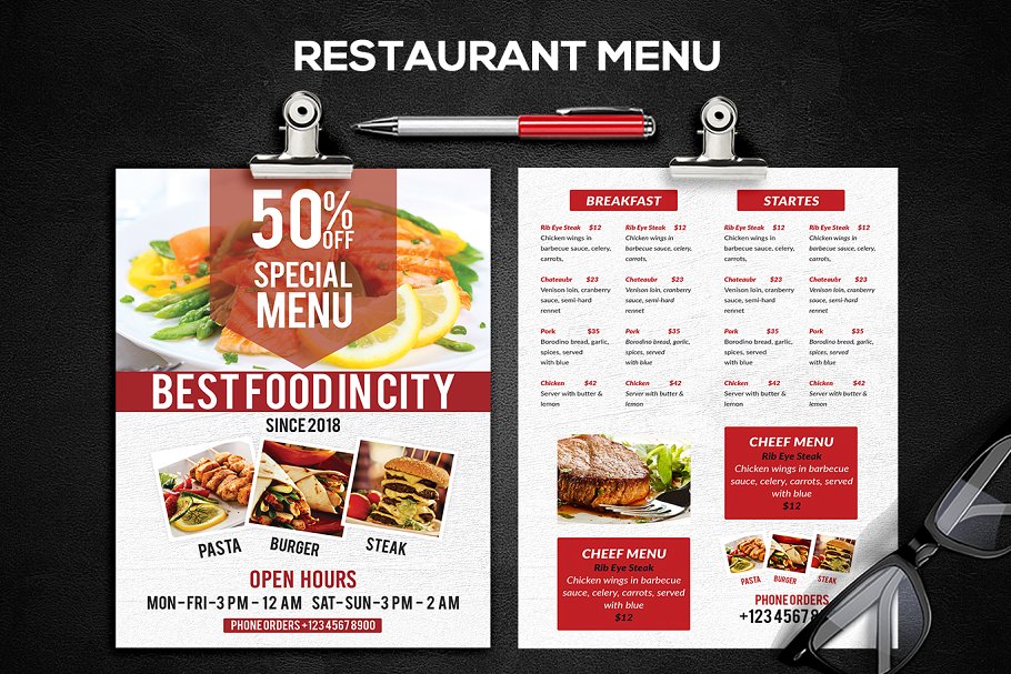 餐厅菜单海报设计模板 Restaurant Menu #27