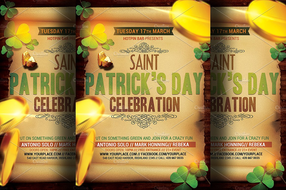 圣帕特里克派对海报制作模板 Saint Patrick’s