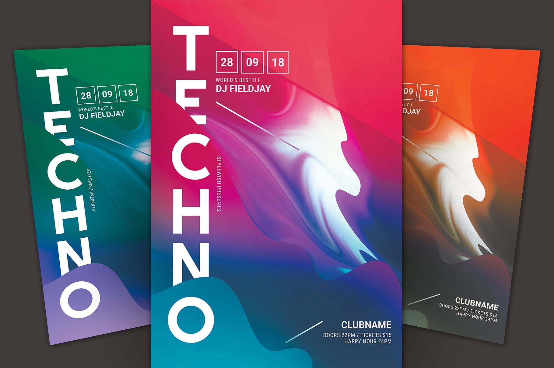 电子宣传单模板 Techno Flyer Template