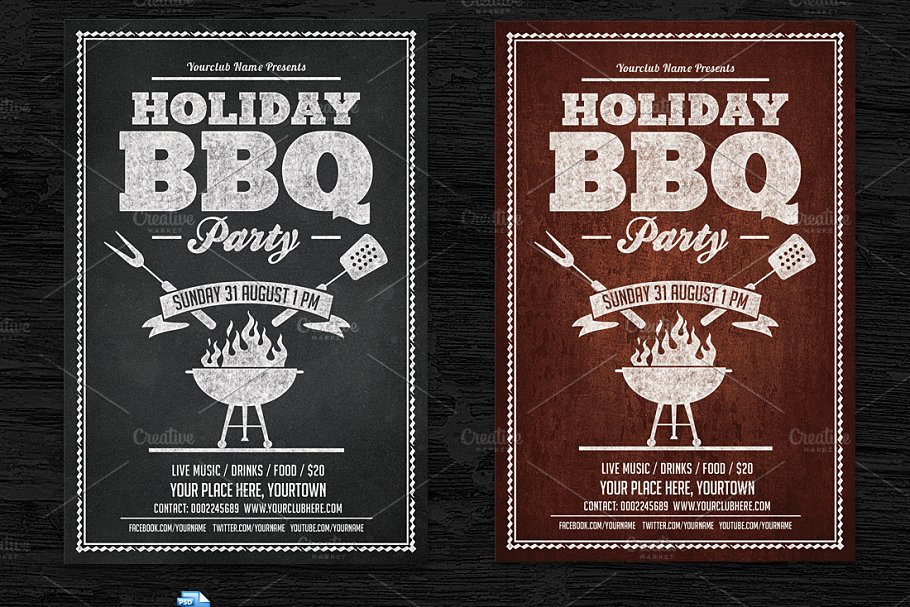 假日烧烤宣传单模板 Holiday BBQ Flyer &a