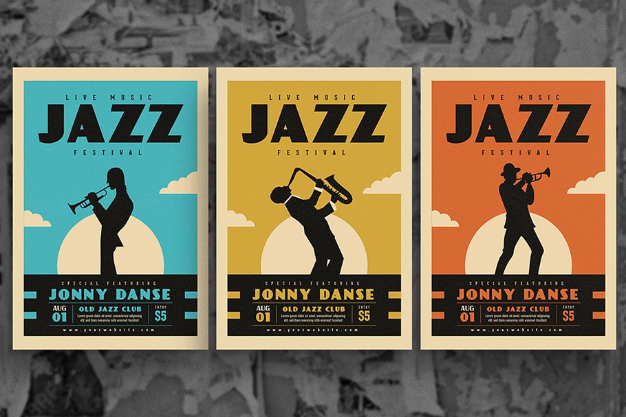 怀旧爵士音乐节海报模板 Old Jazz Festival