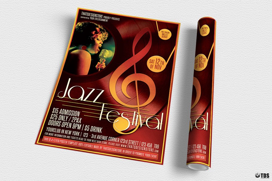 爵士乐活动宣传单模板 Jazz Festival Flyer