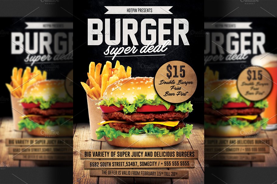 汉堡促销海报模板 Burger Promotion Flye