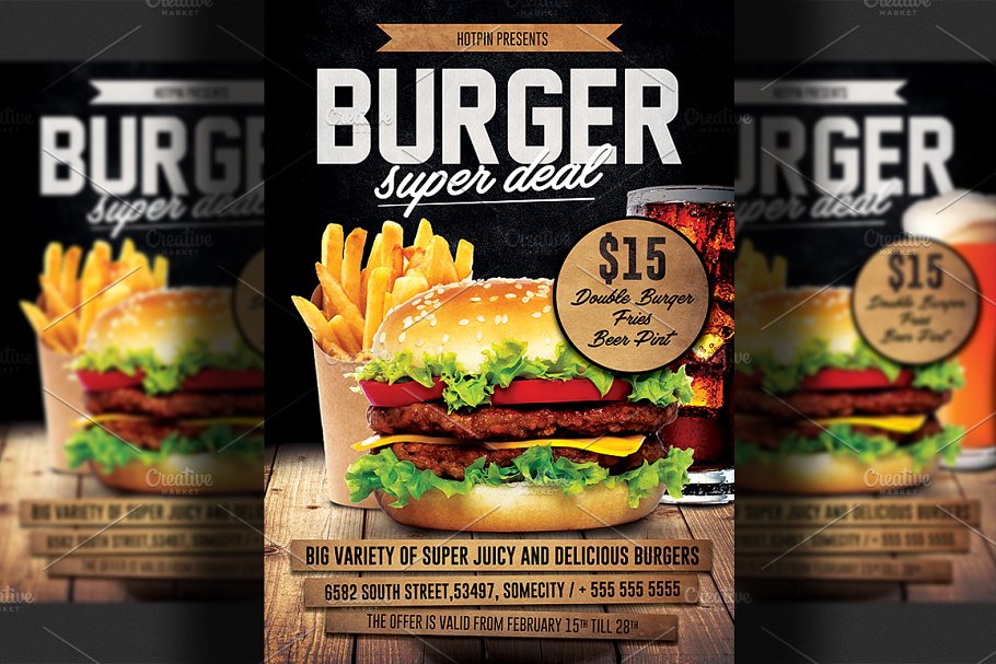 汉堡促销海报模板 Burger Promotion Flye