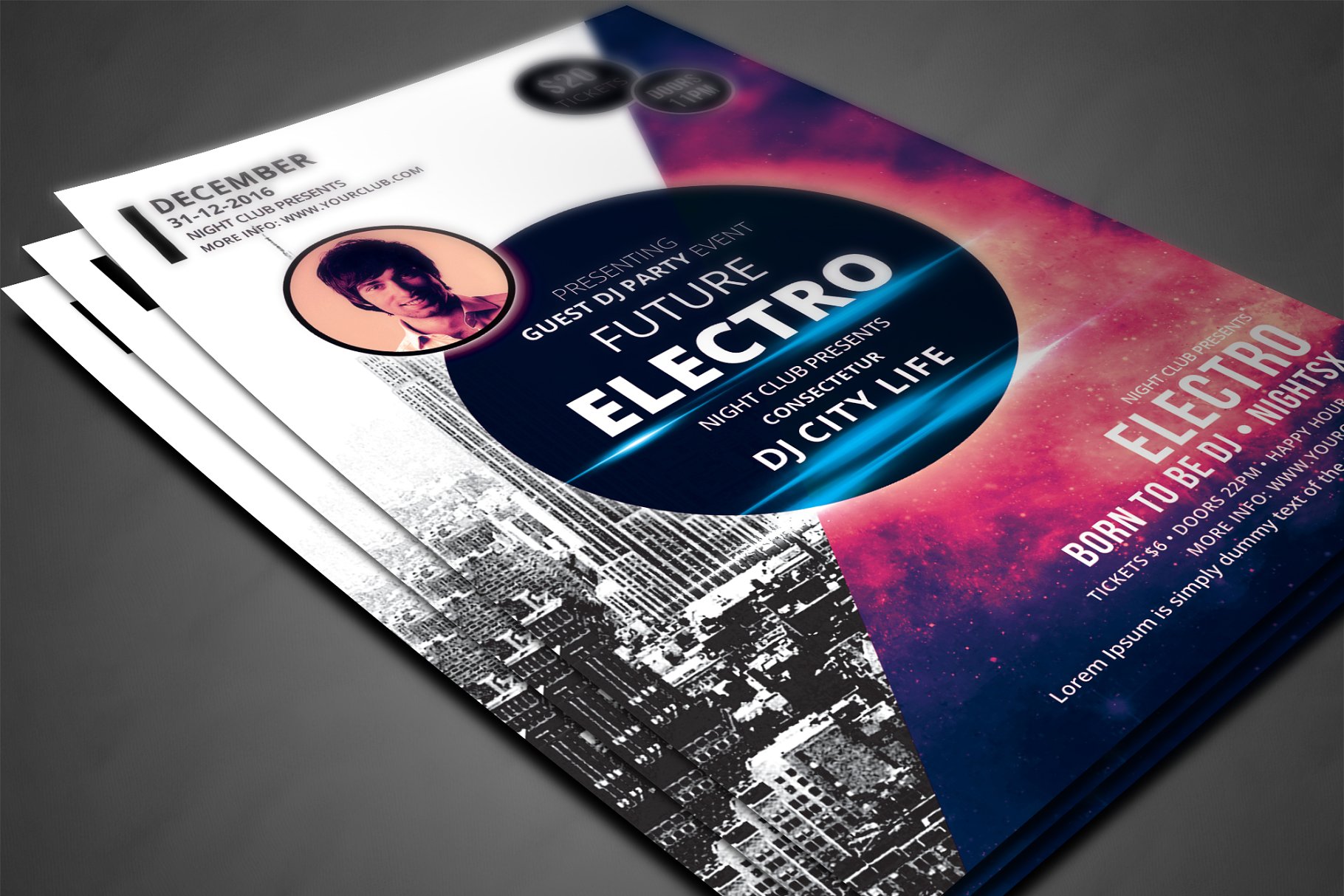 未来电子科技海报元素模板 Future Electro Fl