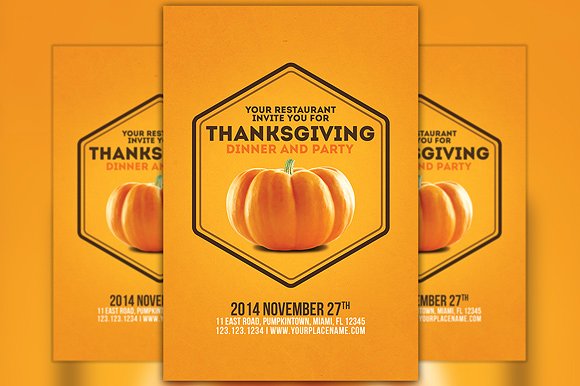 极简主义感恩节宣传海报模板Thanksgiving Flye