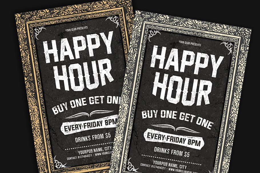 欢乐时光海报设计模板 Happy Hour Flyer #1