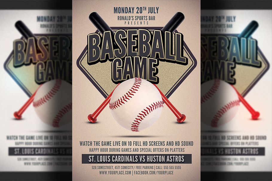 棒球比赛传单模板 Baseball Game Flyer T