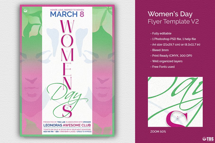 38妇女节海报模板 Womens Day Flyer #13