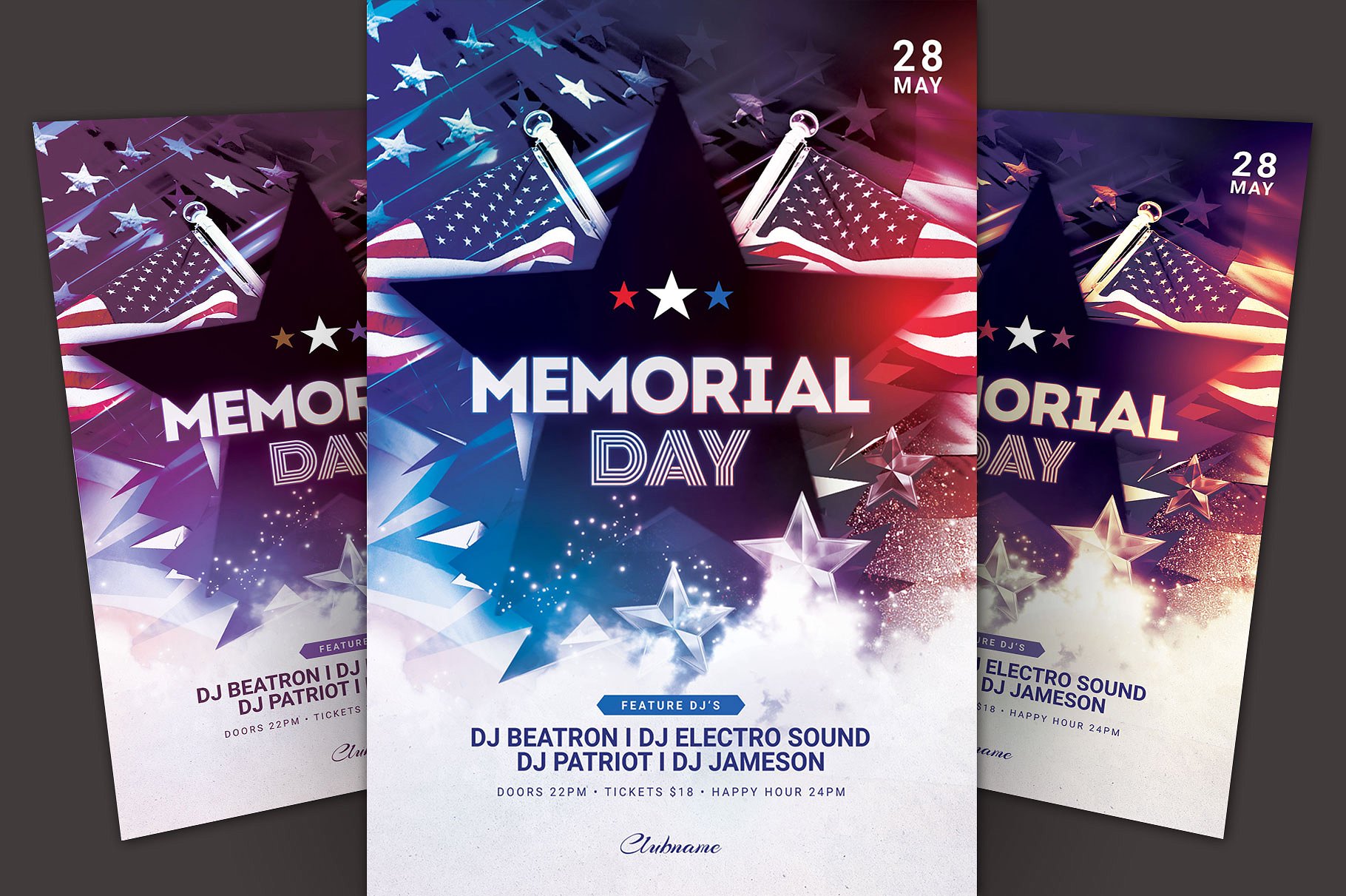 美国独立日海报模板 Memorial Day Flyer T