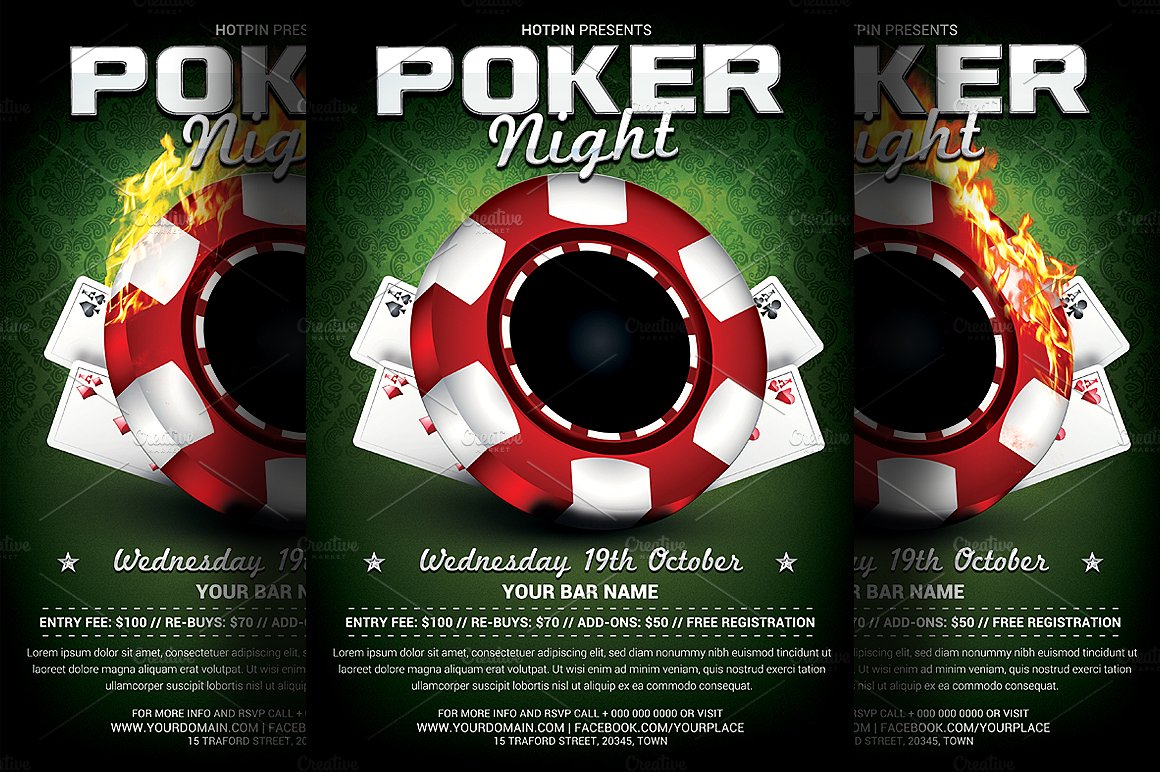 扑克之夜传单模板 Poker Night Flyer Tem