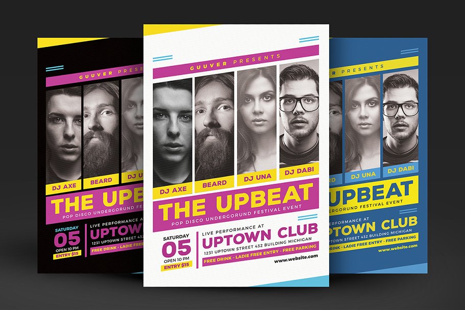音乐派对俱乐部活动海报传单模板 Upbeat Music P