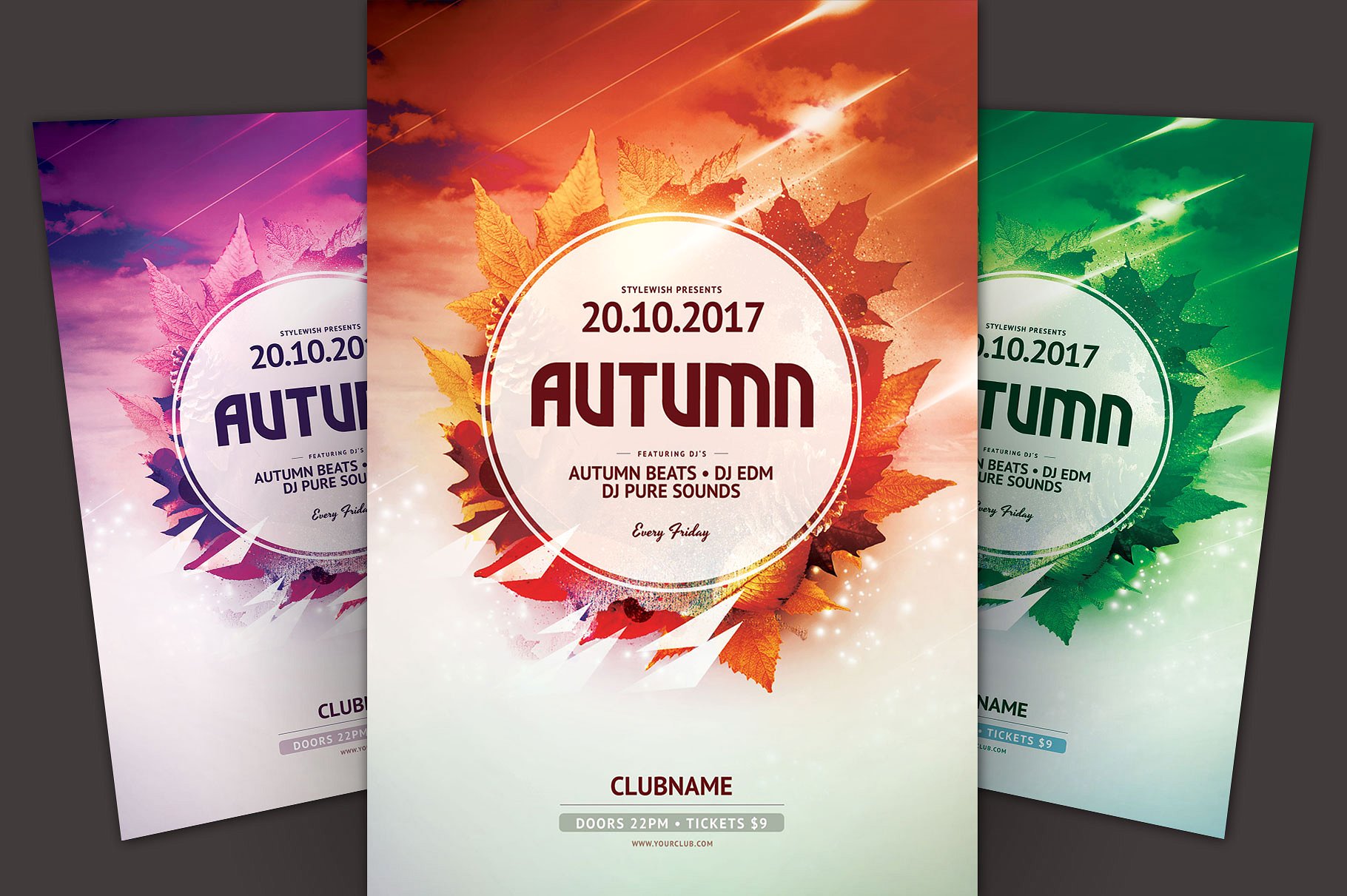 秋季海报模板 Autumn Flyer Template #