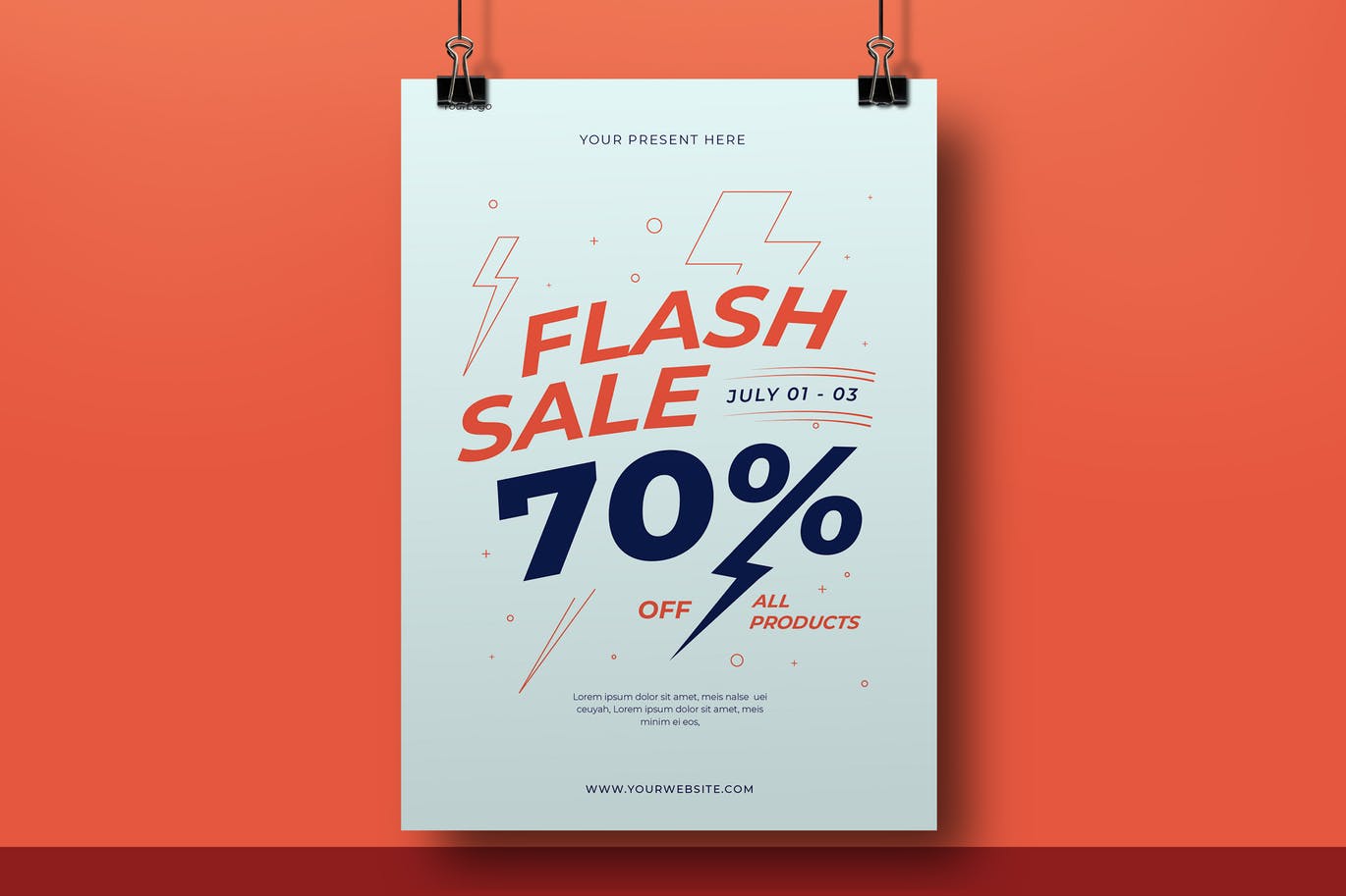 时尚高端简约闪电促销打折SALE海报宣传flash-sale