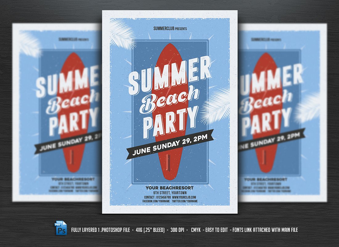 夏季海边海报 Summer Beach Party Flye