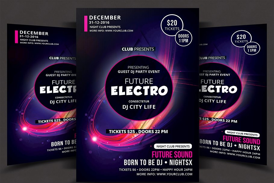 电子音乐海报模板 Electro Music Flyer #