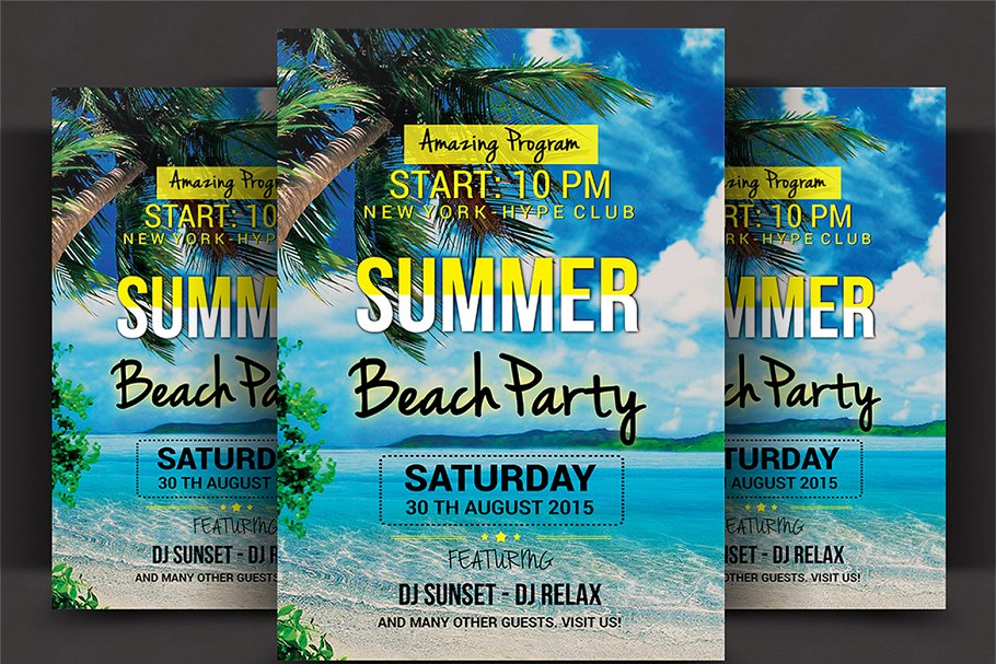 夏天派对传单模板包 Summer Party Flyer B