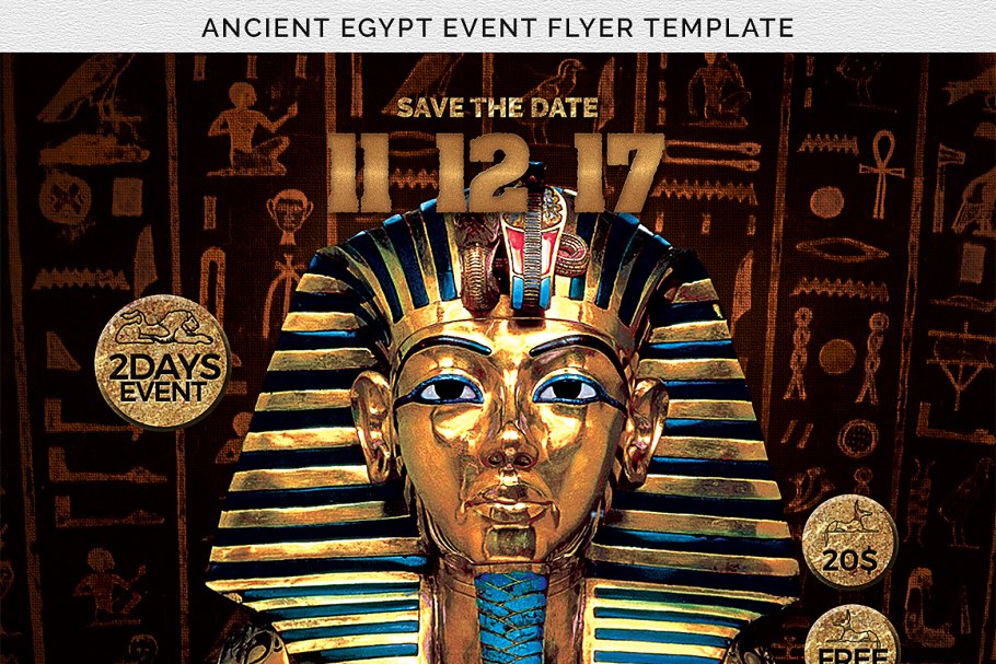 古埃及主题传单PSD模板 Ancient Egypt Eve