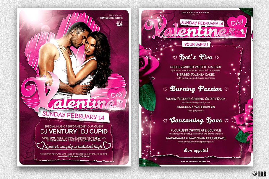 情人节主题传单PSD模板v7 Valentines Day