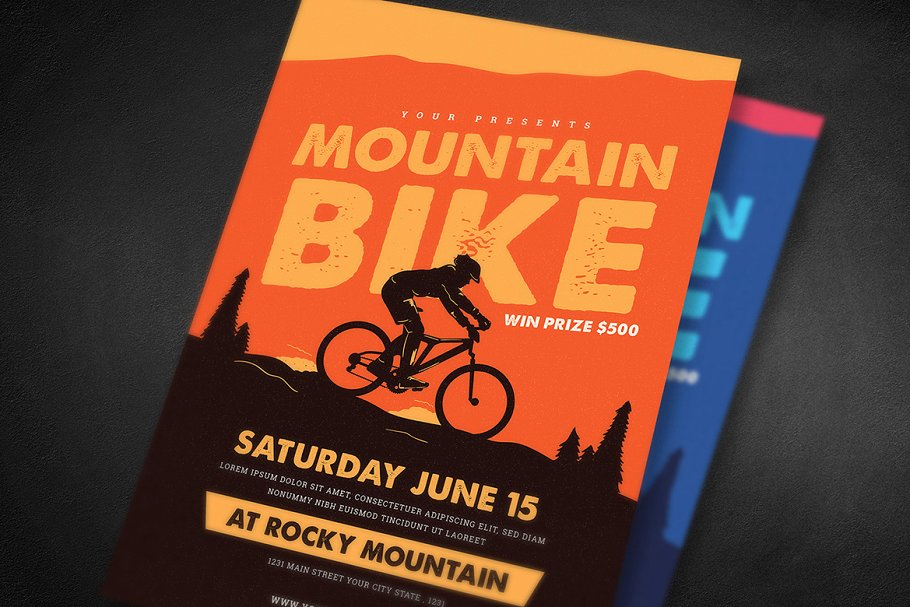 山地自行车比赛传单模板 Mountain Bike Even