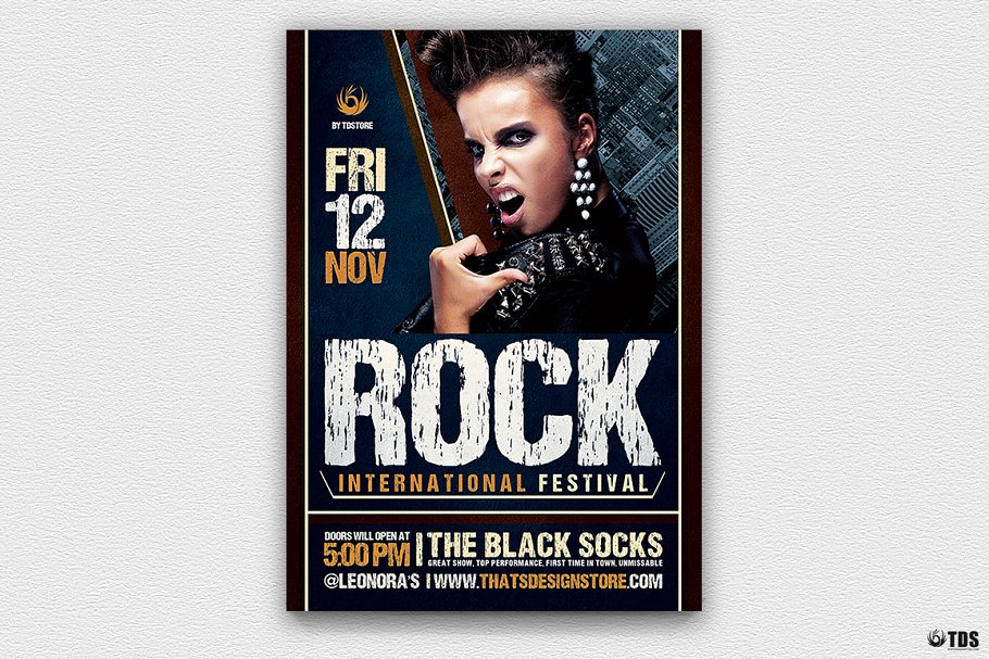 摇滚音乐节日海报模板 Rock Festival Flyer