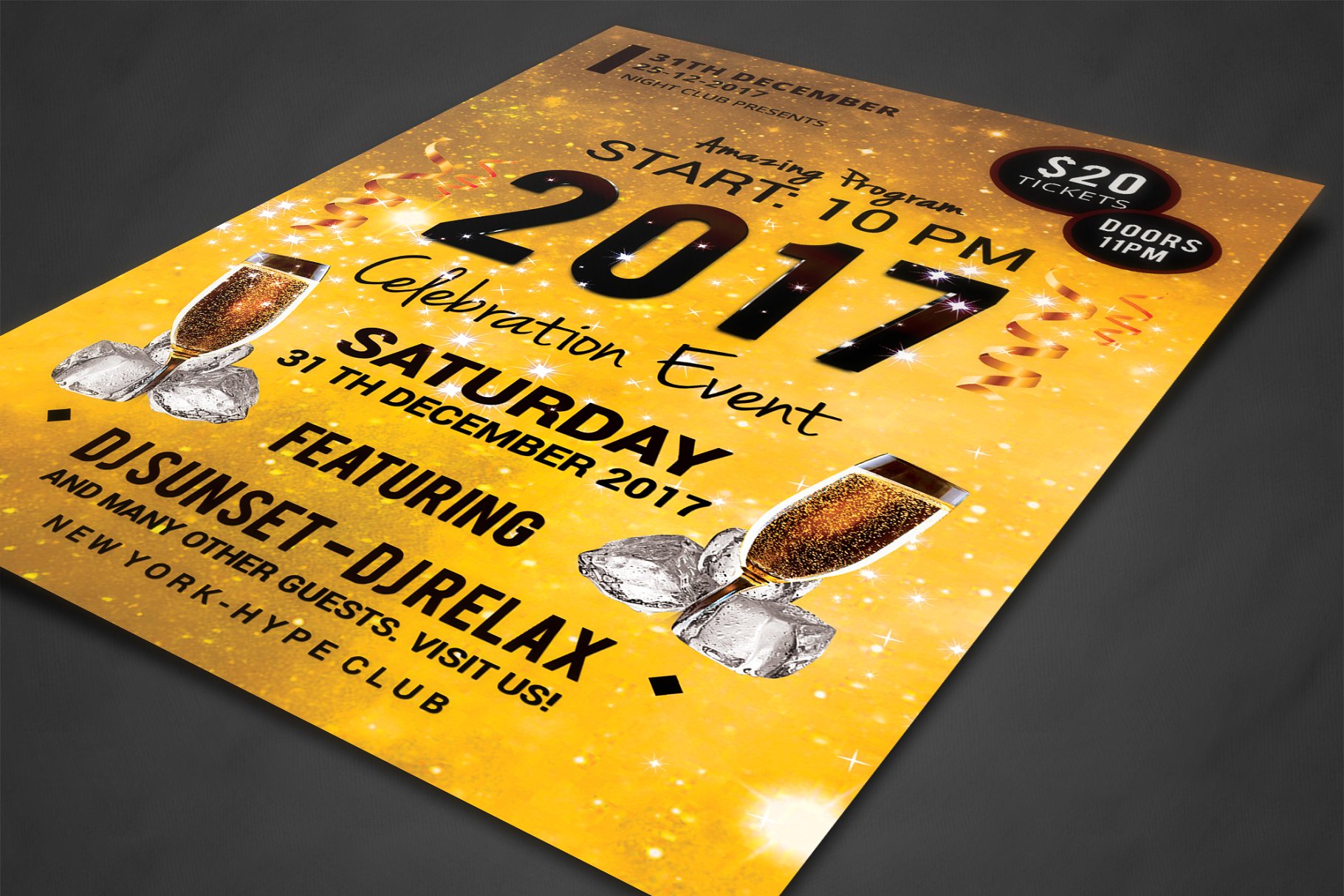 新年主题海报模板 New Year Party Flyer