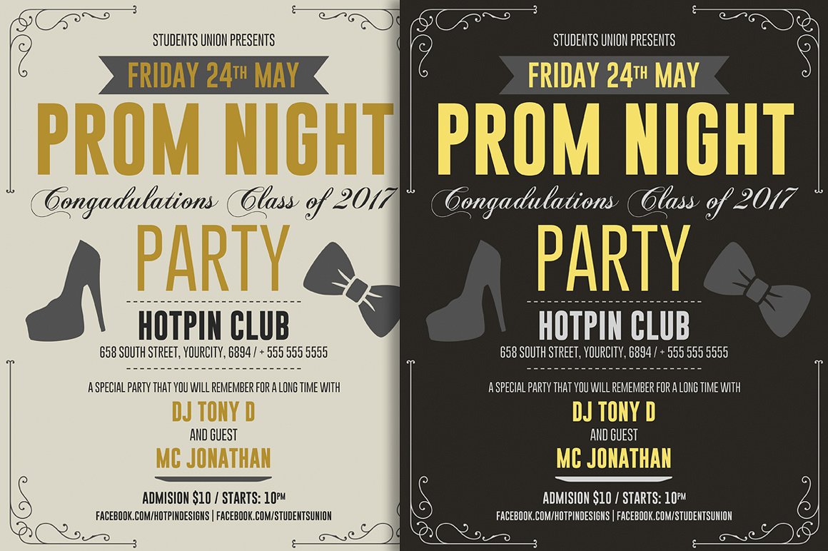 舞会派传单海报模板 Prom Party Flyer Tem