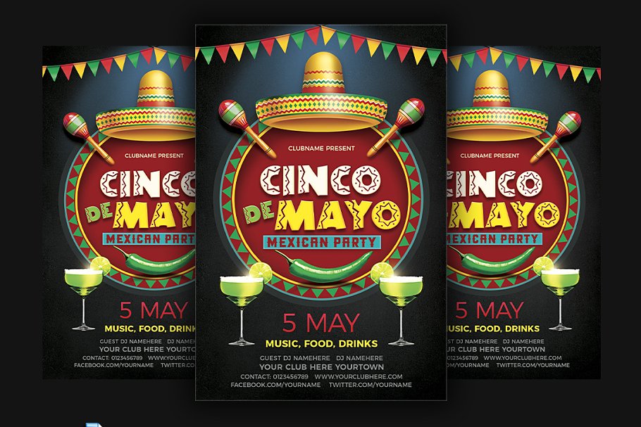 墨西哥风味海报模板 Cinco De Mayo #89672