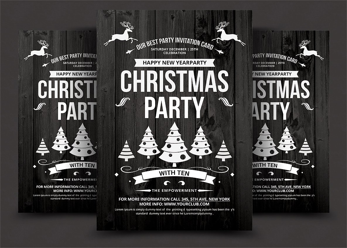 黑板黑白圣诞节海报模板 Christmas Flyer #8