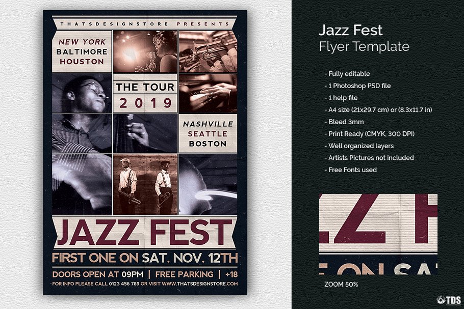 爵士音乐海报模板 Jazz Fest Flyer #8991