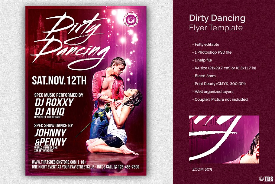 舞蹈宣传海报模板 Dirty Dancing Flyer #