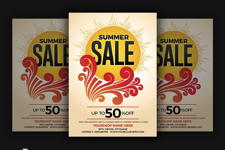 夏天折扣海报模板 Summer Sale Flyer Tem