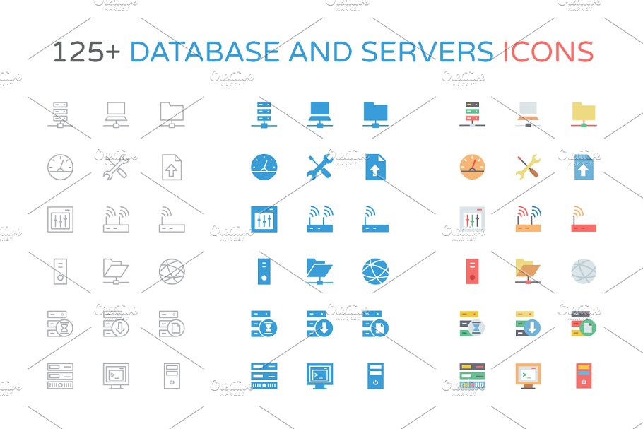 数据库和服务器相关的图标Database and Serve